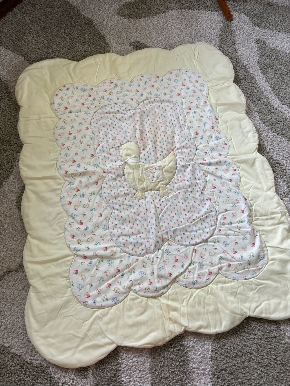 Yellow pastel vintage baby duck Baby Quilt